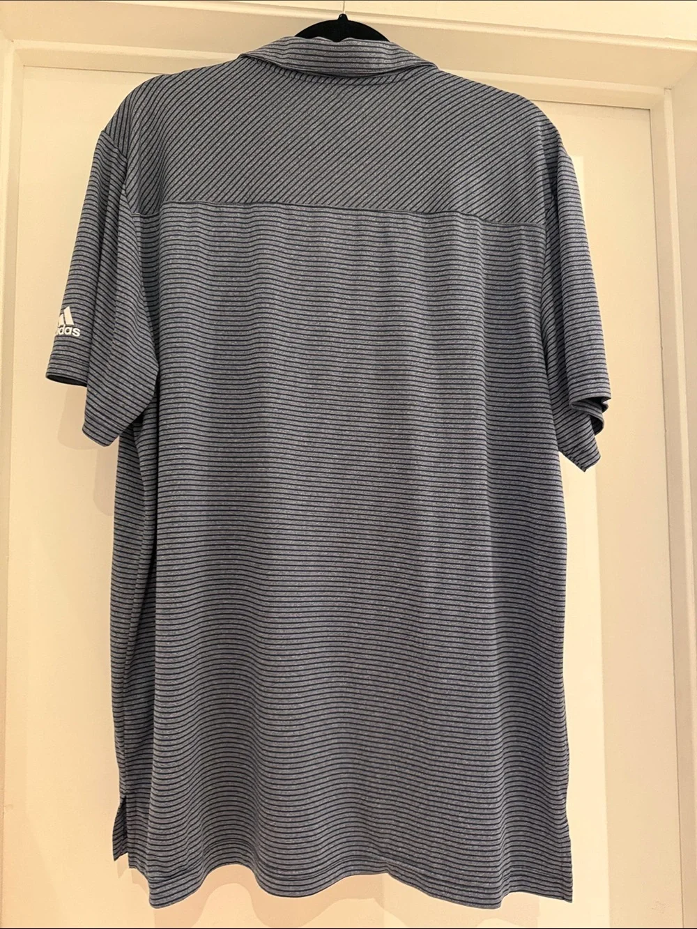 adidas Men’s Navy and White Micro-Striped Polo. Worn once.